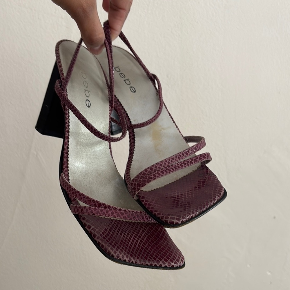Bebe Women's Burgundy Strappy Heels